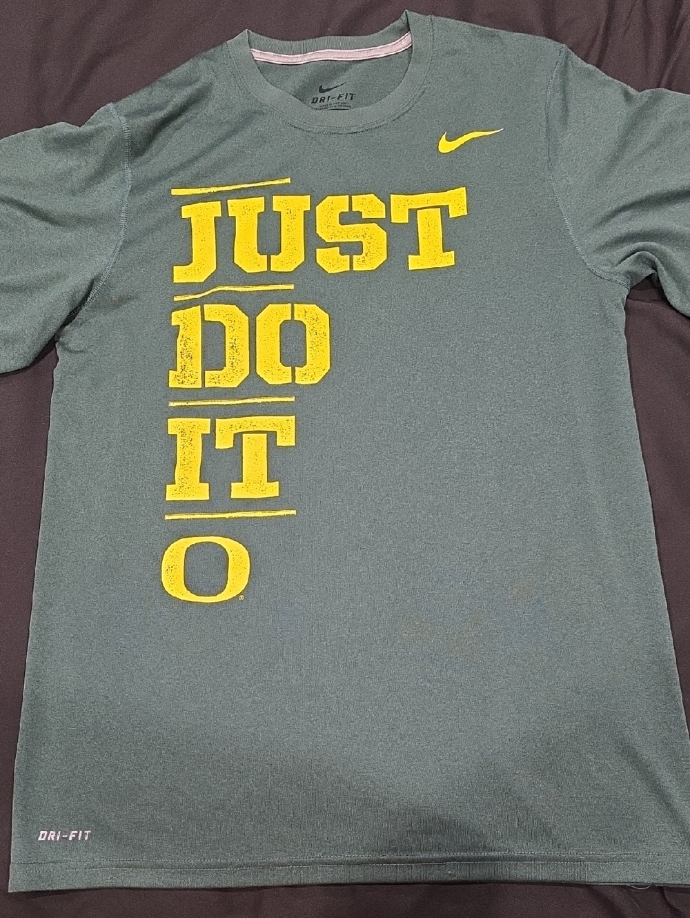Nike Grey Athletic Tee with Yellow 'JUST DO IT' Graphic